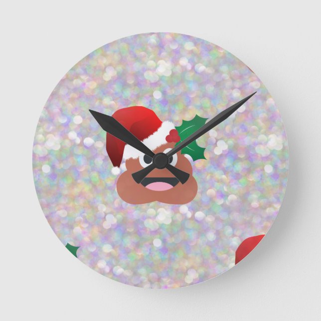 santa claus emoji round clock (Front)