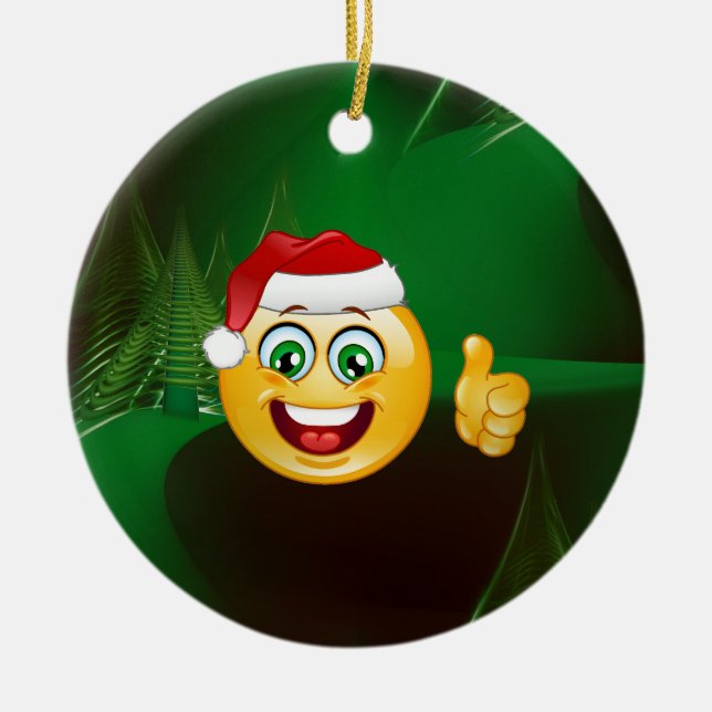 santa claus emojis ceramic ornament (Front)