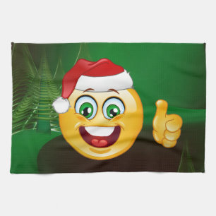 santa claus emojis kitchen towel