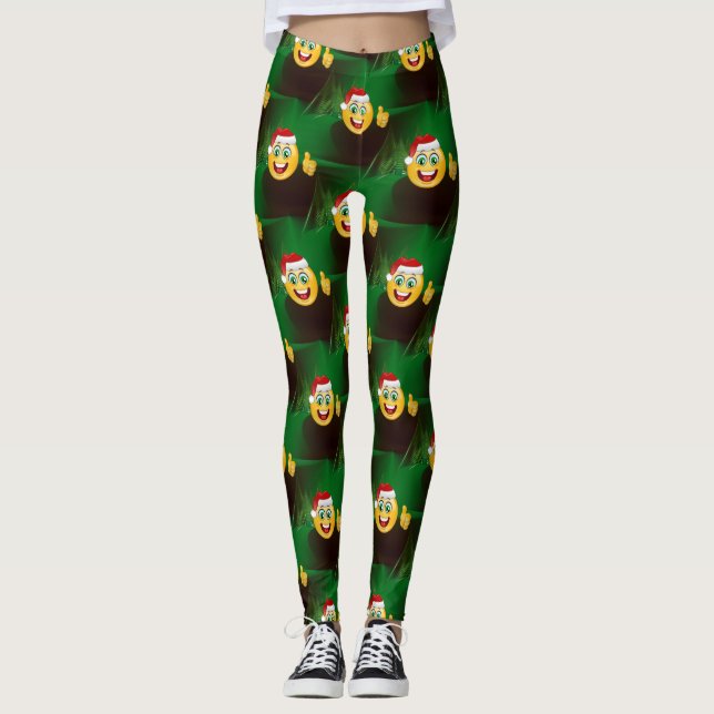 santa claus emojis leggings (Front)