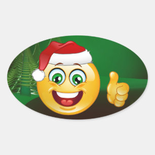 santa claus emojis oval sticker