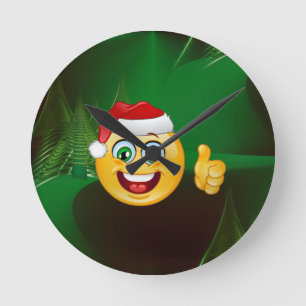santa claus emojis round clock