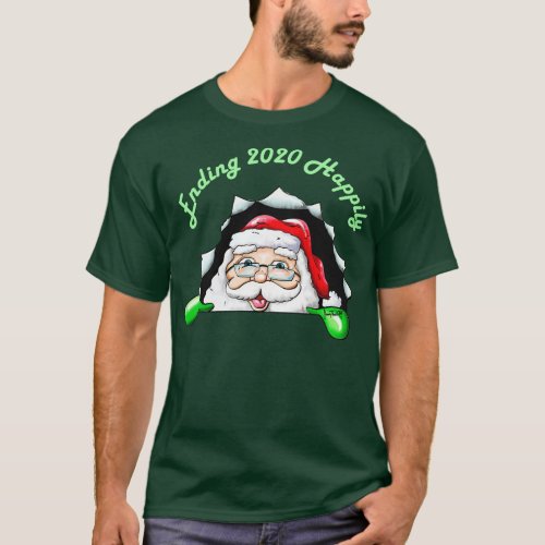 Santa Claus End 2020 happily 3D gift T_Shirt