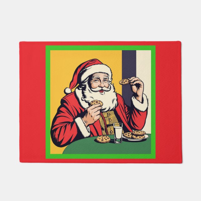 Santa Claus Enjoying A Snack Doormat (Front)