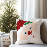 Santa Claus Face Christmas Throw Pillow<br><div class="desc">Adorable Christmas Santa Claus Face Throw Pillow. Great holiday decor for any room in the house! Santa Hat with Holly and Berries, twinkling blue eyes, red nose and full white beard. Full color red on the back of the pillow. If you would like any changes to this design please email...</div>