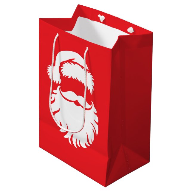 Santa Claus Face Hat Christmas  Medium Gift Bag (Front Angled)