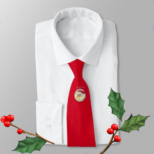 Santa Claus Face Ho Ho Ho Fun Red Neck Tie