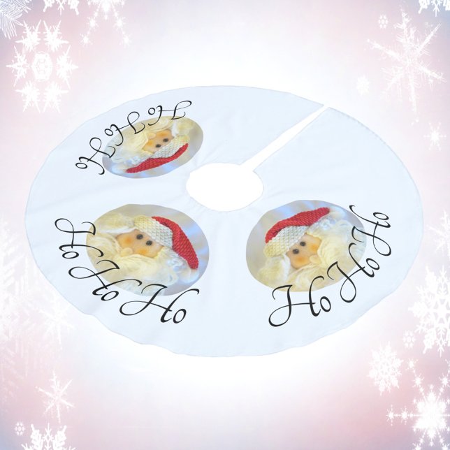Santa Claus Face Ho Ho Ho White Brushed Polyester Tree Skirt (Creator Uploaded)