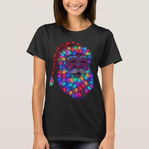 Santa Claus Face Made From Christmas Tree Lights T-Shirt