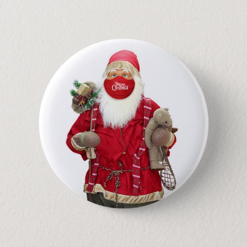 Santa Claus Face Mask Button