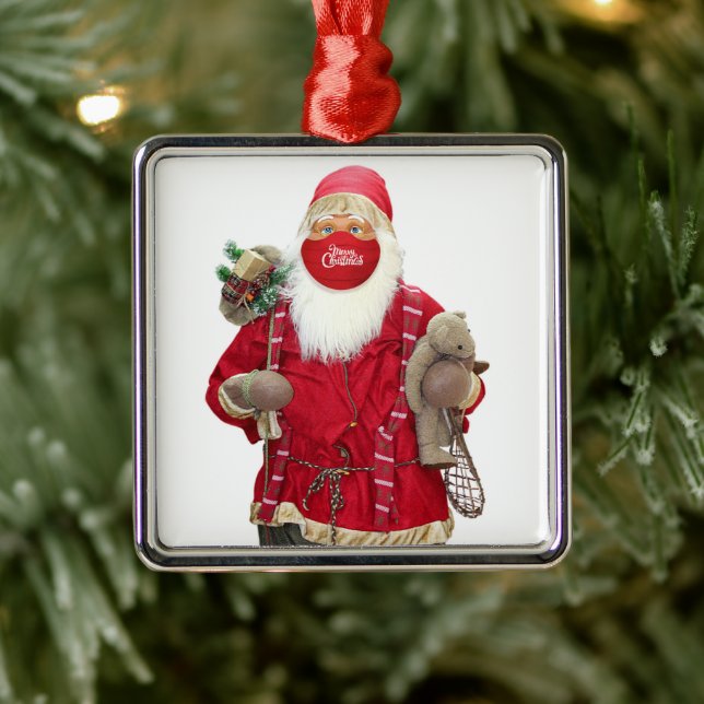 Santa Claus Face Mask Metal Ornament (Tree)