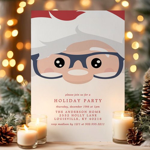 Santa Claus Face Modern Christmas Holiday Party Invitation