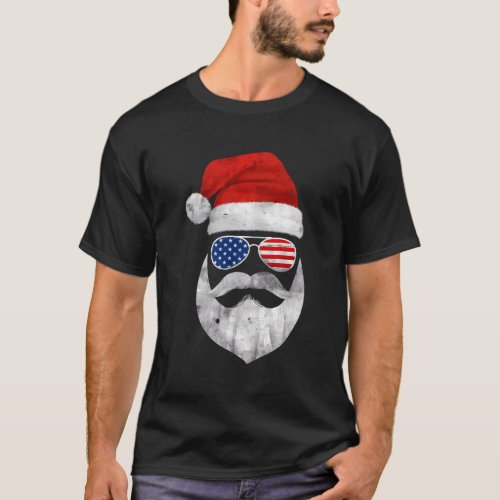 Santa Claus Face Sunglasses With Beard T_Shirt