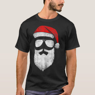 Santa Claus Face Sunglasses With Hat Beard Christ T-Shirt