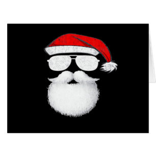 Santa Claus Face Sunglasses With Hat Beard Christm Cards