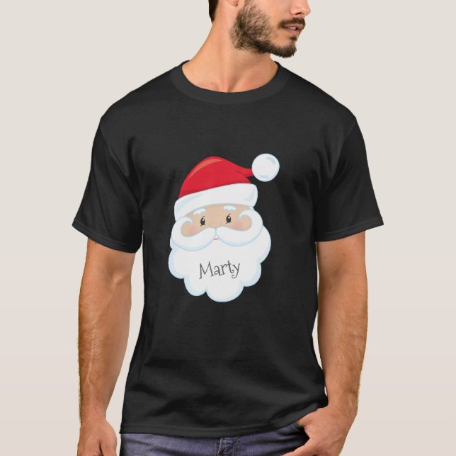 Santa Claus Face with Name on Beard T-Shirt (Front)