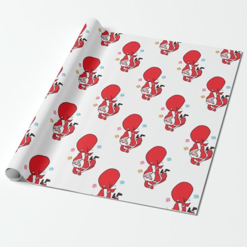 Santa Claus falling from the sky Wrapping Paper