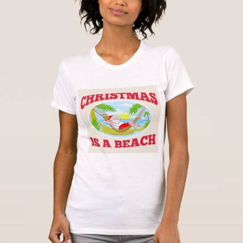 Santa Claus Father Christmas Beach Relaxing T_Shirt