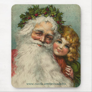 Santa Claus Father Christmas & Girl Mousepad Gift