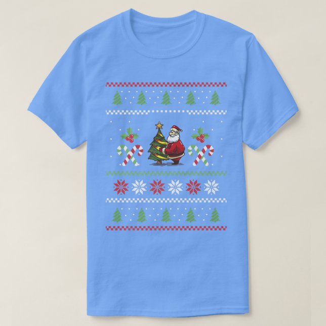 Santa Claus Fir Tree Ugly Christmas, Santa Claus  T-Shirt (Design Front)