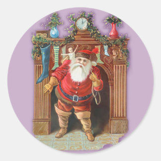 Santa Claus Fireplace Classic Round Sticker