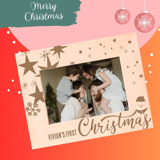 Santa Claus First Christmas Wooden Engraved Frames (Creator Uploaded)