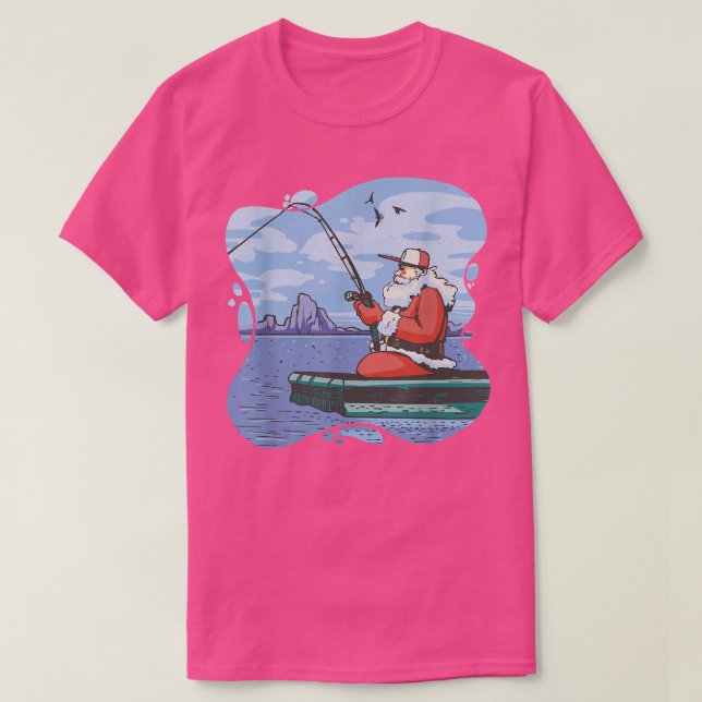 Santa Claus Fishing Calm Fun Joy Fisherman Fish Ch T-Shirt (Design Front)