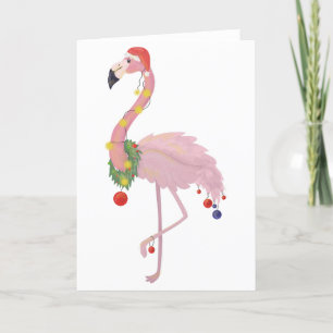 santa claus flamingo holiday card