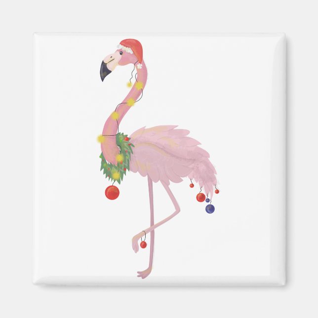 santa claus flamingo magnet (Front)