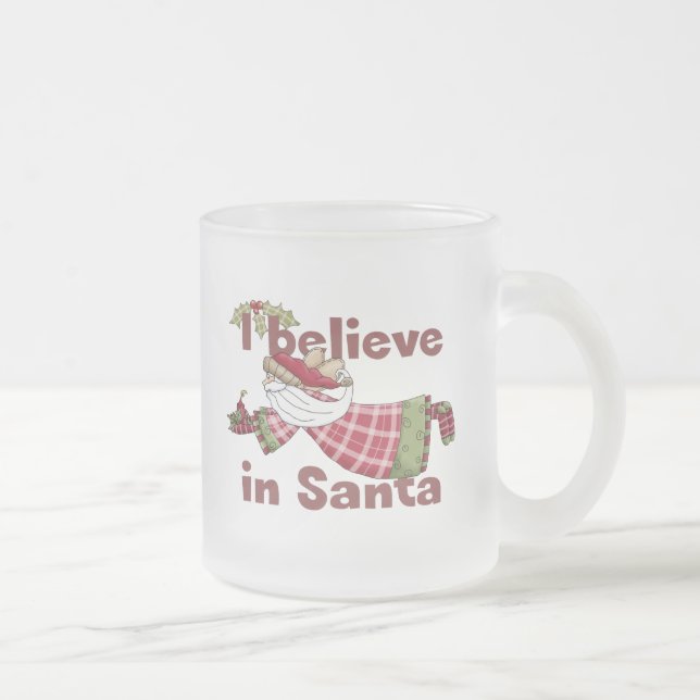Santa Claus Flies Frosted Glass Coffee Mug (Right)