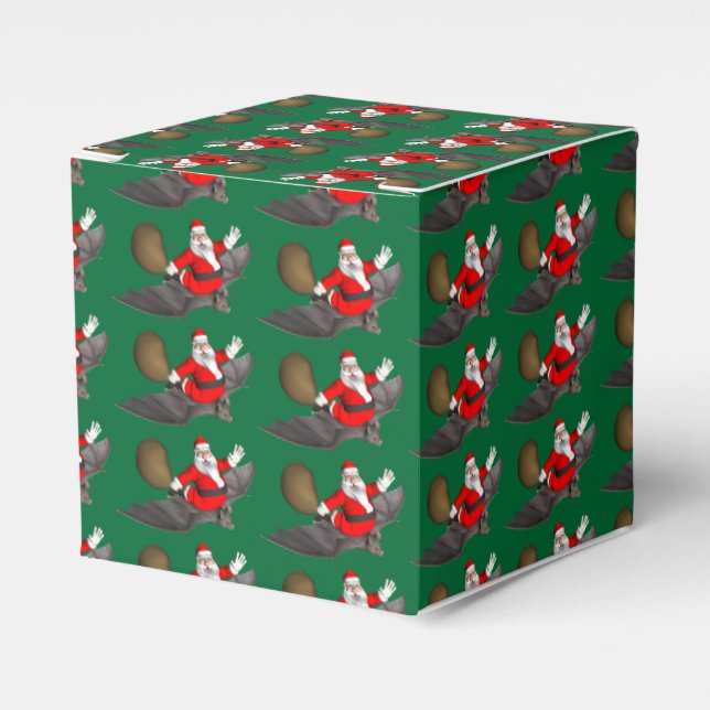 Santa Claus Flying On Bat Favor Boxes (Front Side)