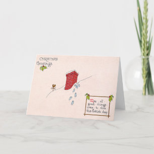 Santa Claus Footprints Chimney Snow Weathervane Holiday Card