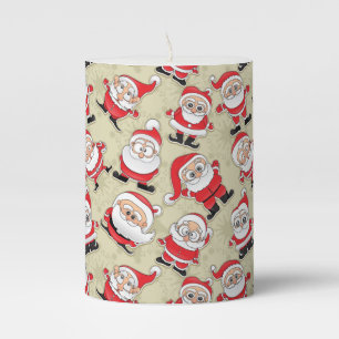 Santa Claus Funny Silly Cute Faces Kris Kringle Pillar Candle