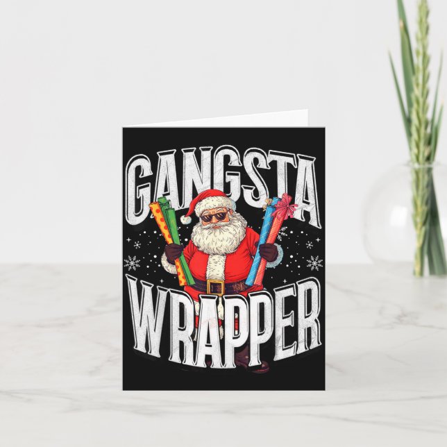 Santa Claus Gangsta Wrapper Funny Christmas  Card (Front)