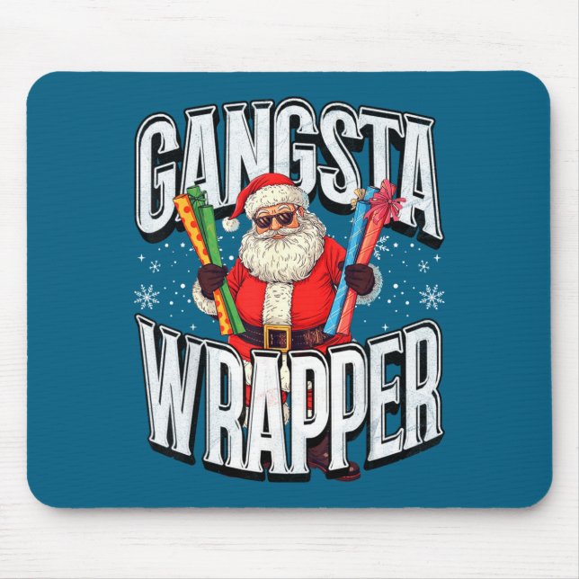 Santa Claus Gangsta Wrapper Funny Christmas  Mouse Pad (Front)