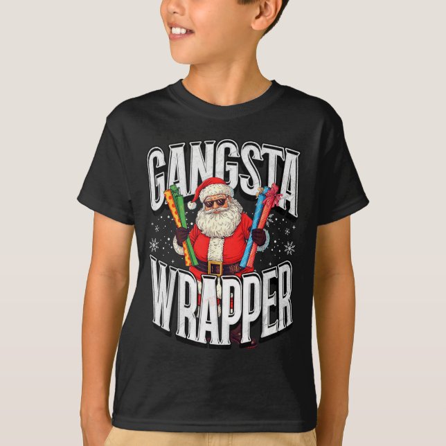 Santa Claus Gangsta Wrapper Funny Christmas  T-Shirt (Front)