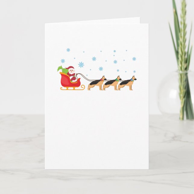 Santa Claus German Shepherd Dog Reindeer Christmas Card (Front)