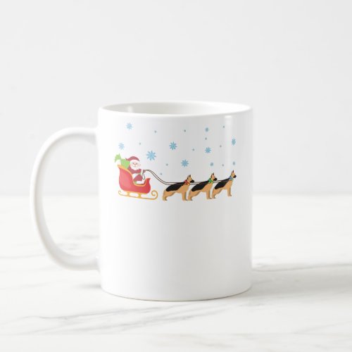 Santa Claus German Shepherd Dog Reindeer Christmas Coffee Mug