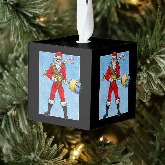 Santa Claus Gift Delivery Cube Ornament (Tree)