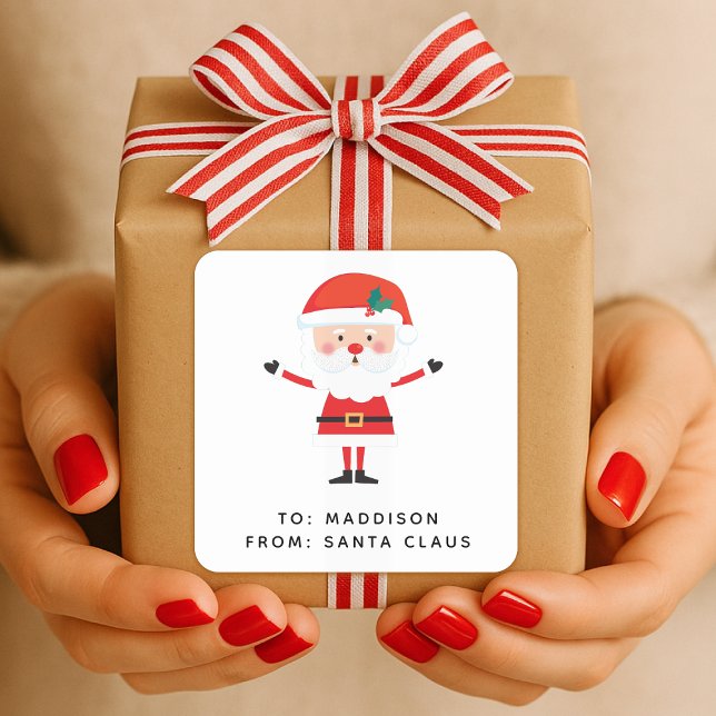 Santa Claus Gift Label | Christmas Present Sticker (Kids gift labels from Santa personalized with your child's name)