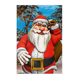 Santa Claus Gift Sack Snowy Forest Art