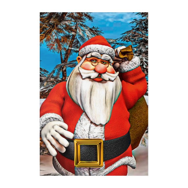 Santa Claus Gift Sack Snowy Forest Art (Front)