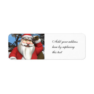 Santa Claus Gift Sack Snowy Forest Art Label