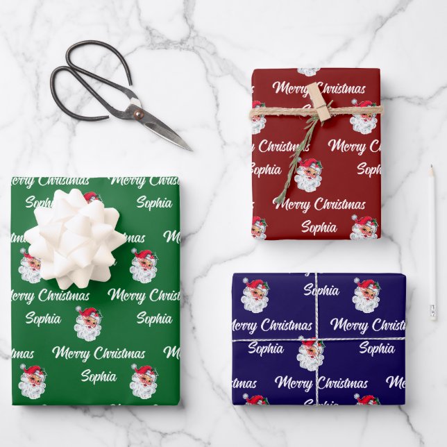 Santa Claus Gift Wrap | Santa Face Gift Wrap (Front)