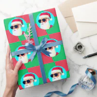 Tropical Christmas Fala Lets Roll Teal Convertible Wrapping Paper