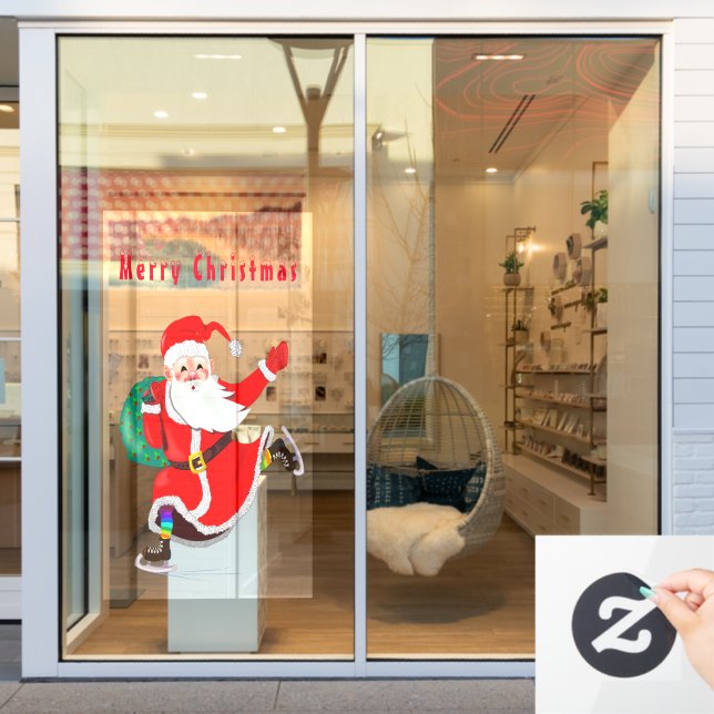 Santa Claus - Gifts for Everyone - Merry Christmas Window Cling (Store Window)
