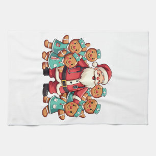 Santa Claus Gingerbread Nursing Squad Kitchen Towel