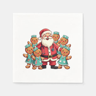 Santa Claus Gingerbread Nursing Squad Napkins