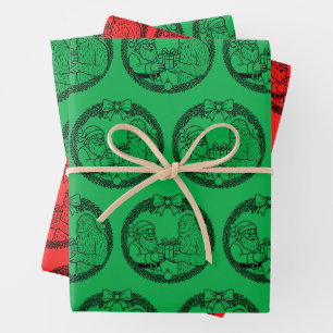 Santa Claus Giving Gift to Bigfoot Wrapping Paper Sheets