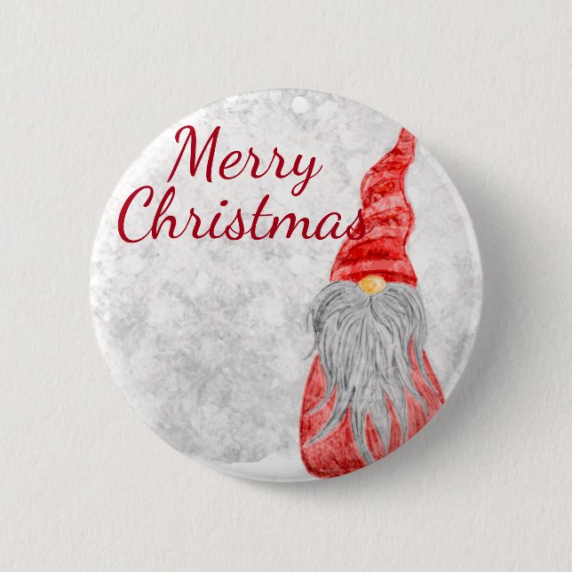 Santa Claus Gnome on Snowy Field  Button (Front)